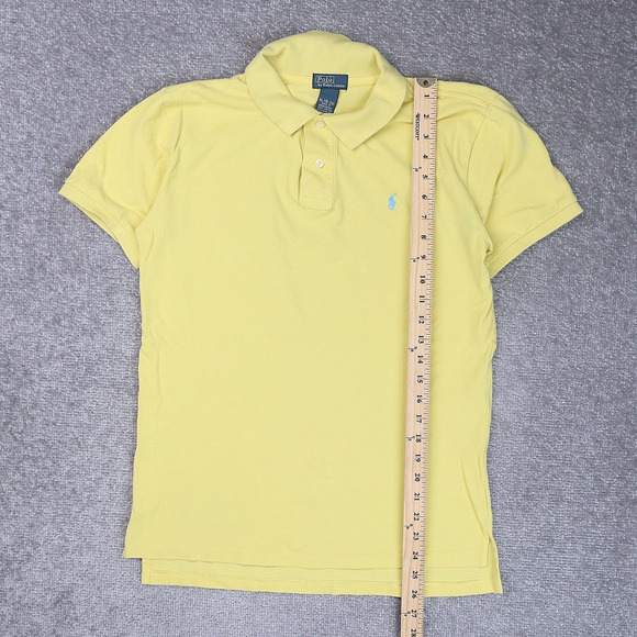 VTG Polo Ralph Lauren Youth XL Yellow Short Sleeve 1/4 Button Collared Shirt - Picture 3 of 10